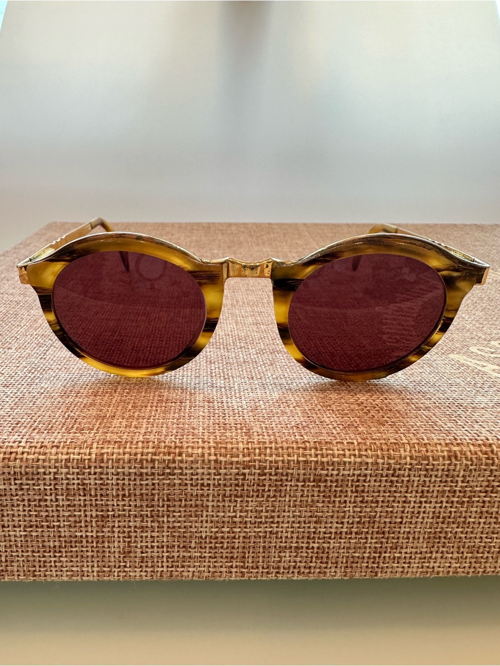PERSOL IVY Round Sunglasses Italian Handmade Olive Tortoise MADE IN ITALY - Picture 7 of 17